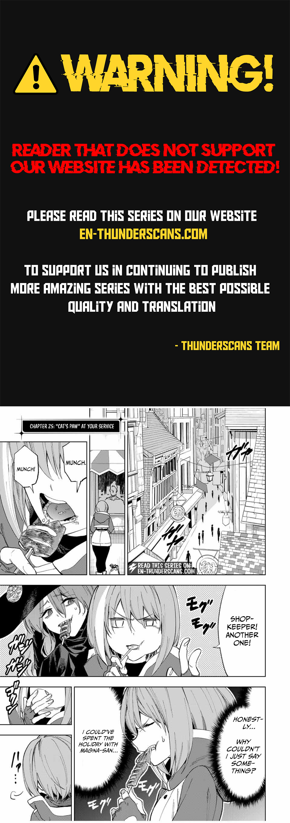 Genkai Shuuraku wo Datsu Mura Shita Renkinjutsushi, Tokai de "Saikyou" nano ga Bare Makuru. ~Rougai domo ni wa Iikagen Aiso ga Tsukimashita~ Chapter 25 — Page 1