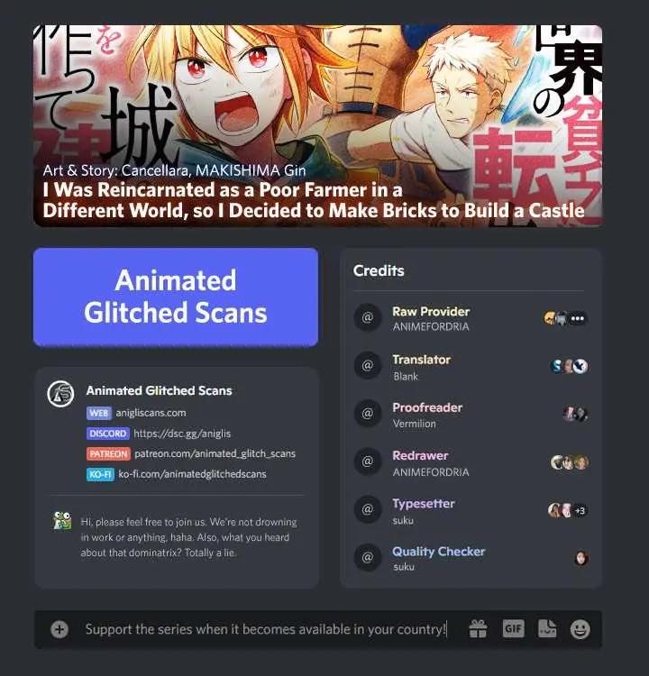 Isekai no Binbou Nouka ni Tensei Shita node, Renga o Tsukutte Shiro o Tateru koto ni shimashita @COMIC Chapter 15.1 — Page 1