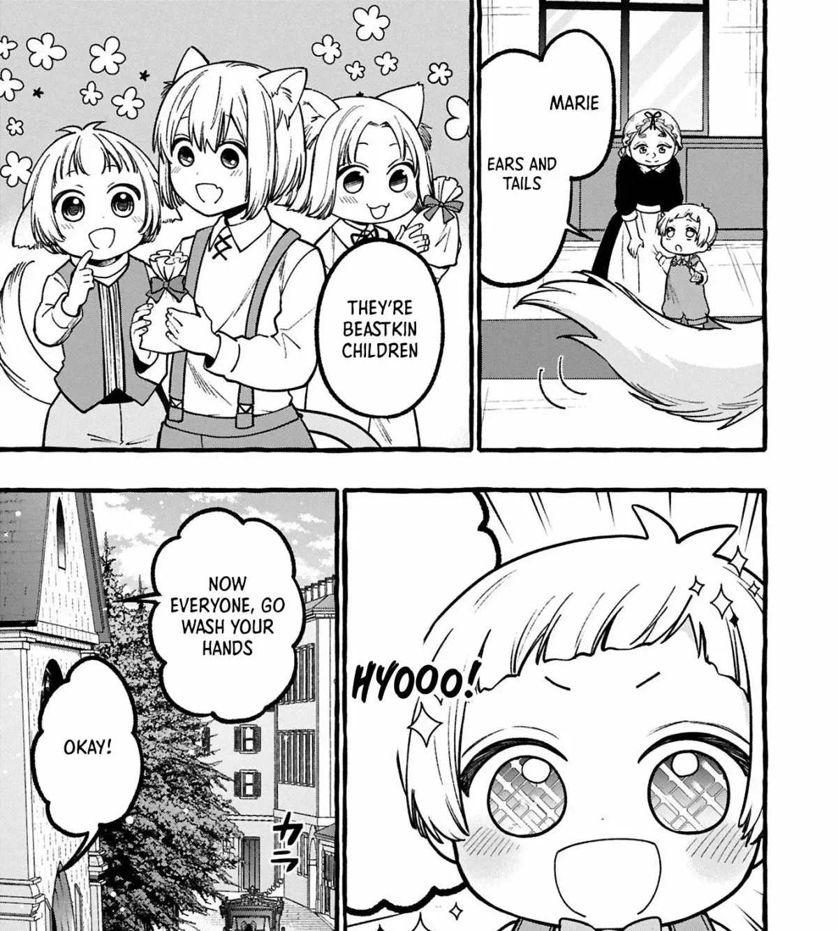 Moto Kizoku no Yonkyoudai wa Kujikenai! Chibikko dakedo Okkina Mofumofu to Issho ni Taisetsu na Kazoku wo Mamoru no ra! Chapter 1 — Page 58