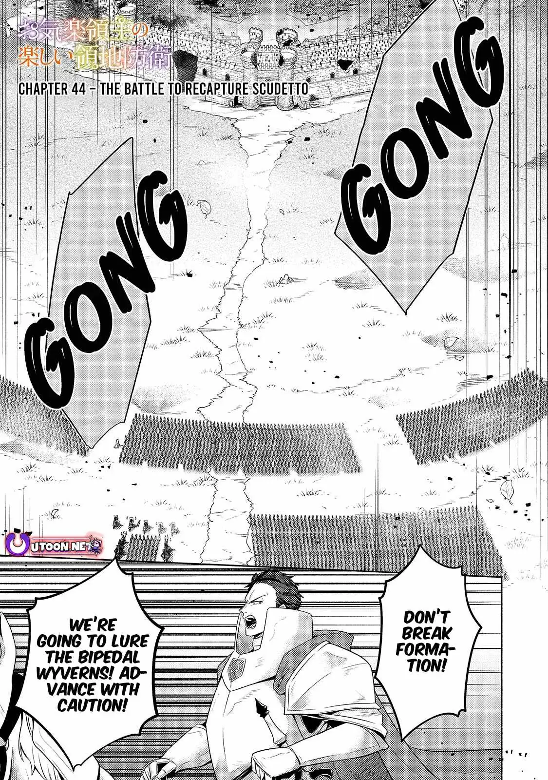 Okiraku Ryoushu no Tanoshii Ryouchi Bouei ~Seisan-kei Majutsu de Na mo na Kimura wo Saikyou no Jousai Toshi ni~ Chapter 44.1 — Page 2