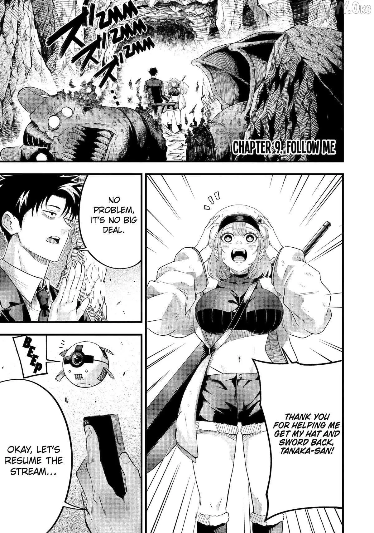 Shachiku Kensei, Haishinsha ni Naru: Black Guild Kaishain, Ukkari Kaisha-you Kaisen de S-kyuu Monster o Aite ni Musou Suru Tokoro o Zenkoku Haishin Shiteshimau Chapter 9 — Page 1