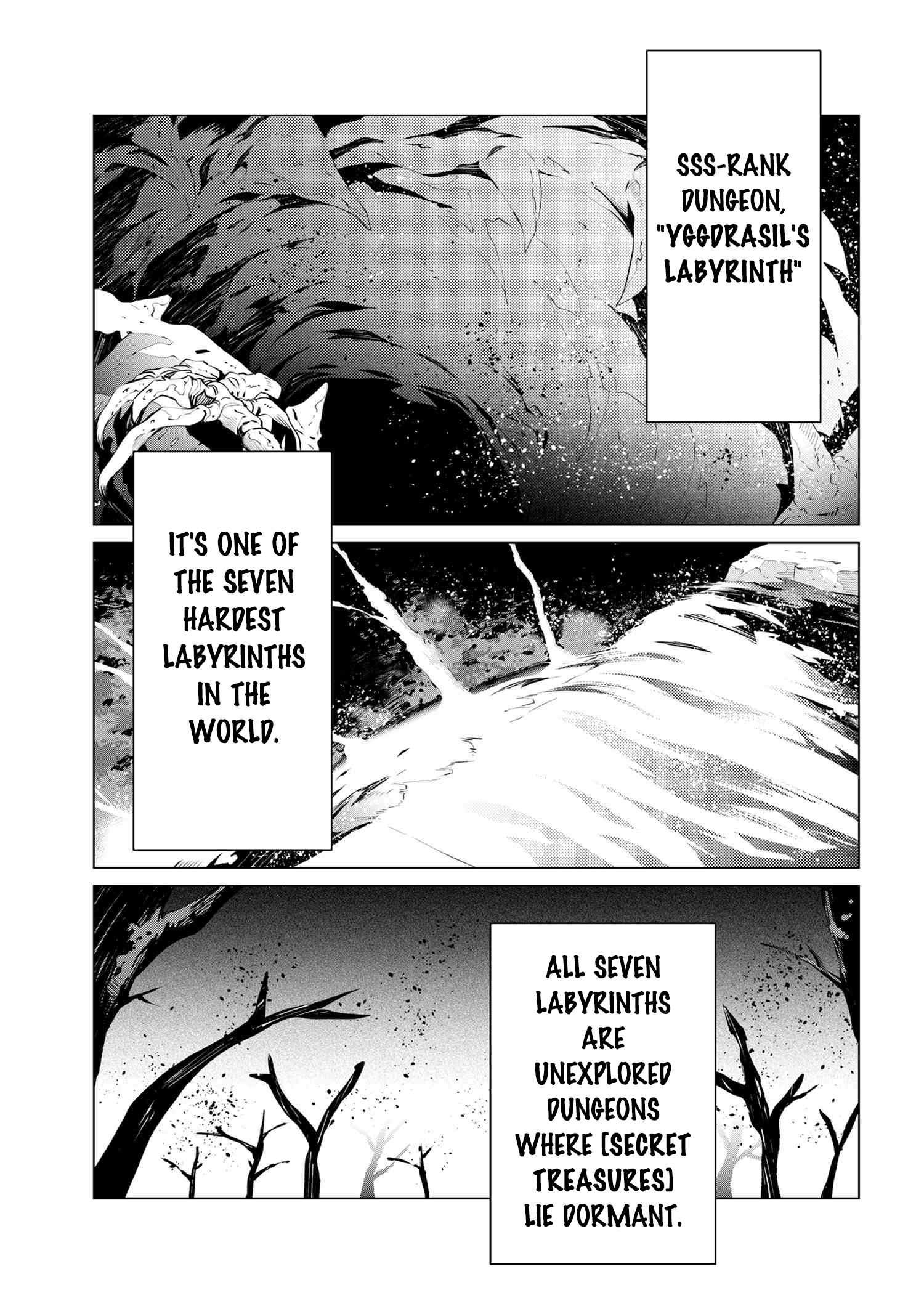 SSS-Rank Dungeon de Knife Ippon Tewatasare Tsuihou Sareta Shiro Madoushi: Yggdrasil no Noroi ni Yori Jakuten de Aru Maryoku Fusoku o Kokufukushi Sekai Saikyou e to Itaru Chapter 1 — Page 4