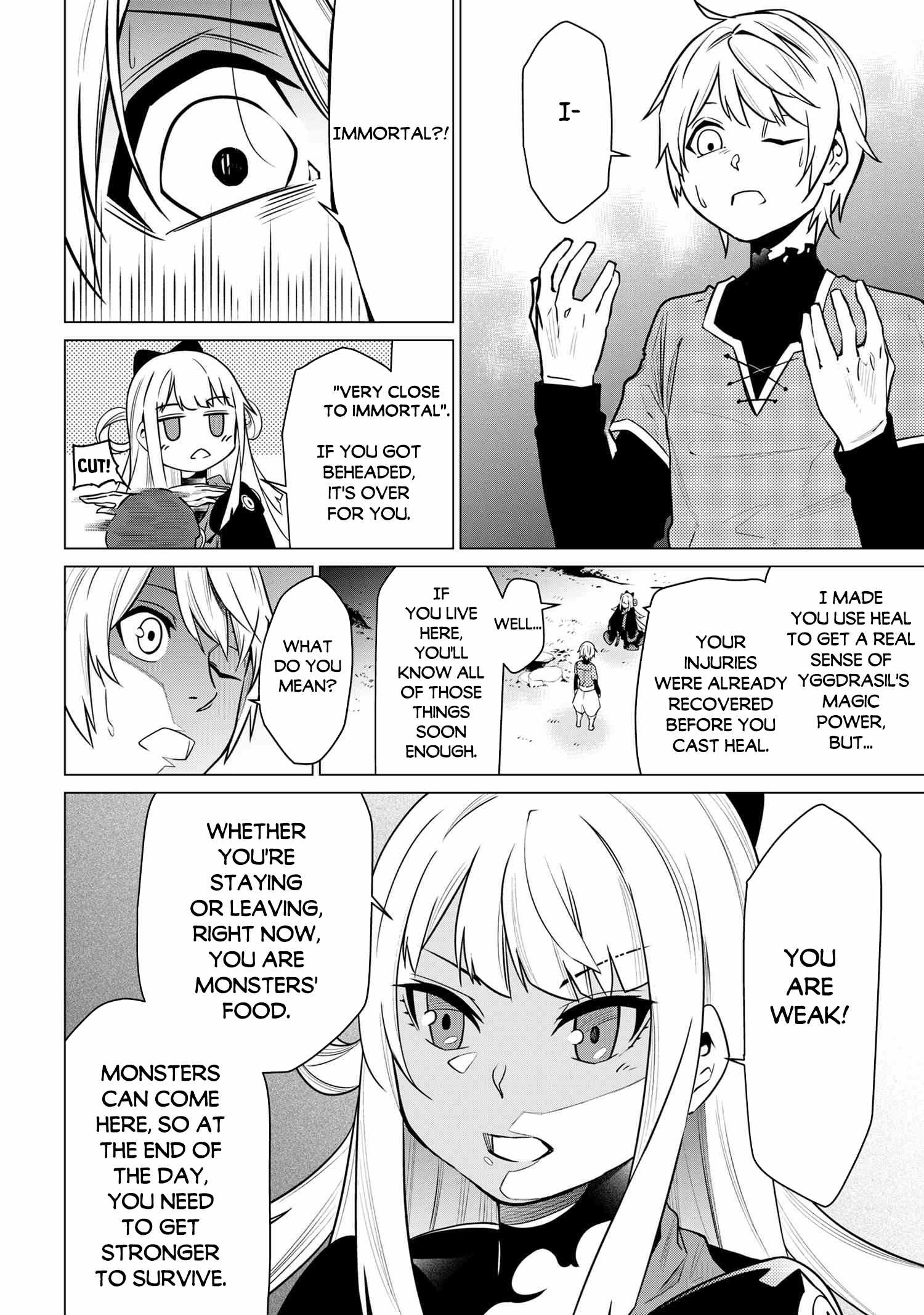 SSS-Rank Dungeon de Knife Ippon Tewatasare Tsuihou Sareta Shiro Madoushi: Yggdrasil no Noroi ni Yori Jakuten de Aru Maryoku Fusoku o Kokufukushi Sekai Saikyou e to Itaru Chapter 2.1 — Page 19