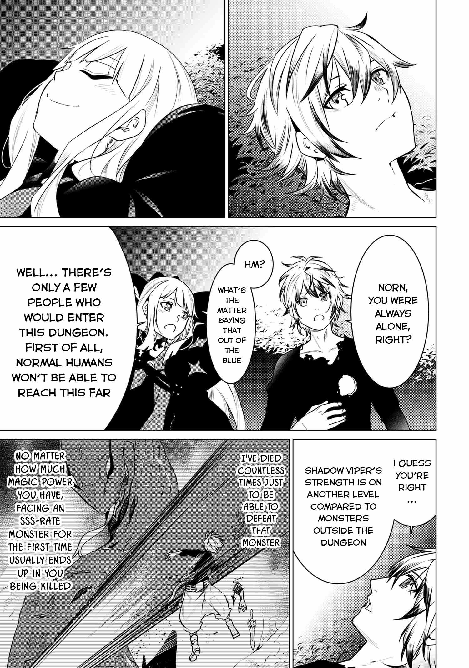 SSS-Rank Dungeon de Knife Ippon Tewatasare Tsuihou Sareta Shiro Madoushi: Yggdrasil no Noroi ni Yori Jakuten de Aru Maryoku Fusoku o Kokufukushi Sekai Saikyou e to Itaru Chapter 2.2 — Page 19