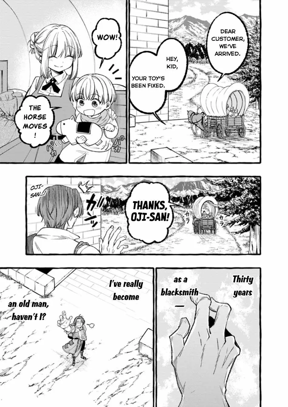 Tsuihou Sareta Ossan Kajishi, Nazeka Densetsu no Dai Meikou ni Naru: Mukashi Omocha no Buki o Tsukutteageta Kodomotachi ga Zenin Eiyuu ni Natteita Chapter 1 — Page 7