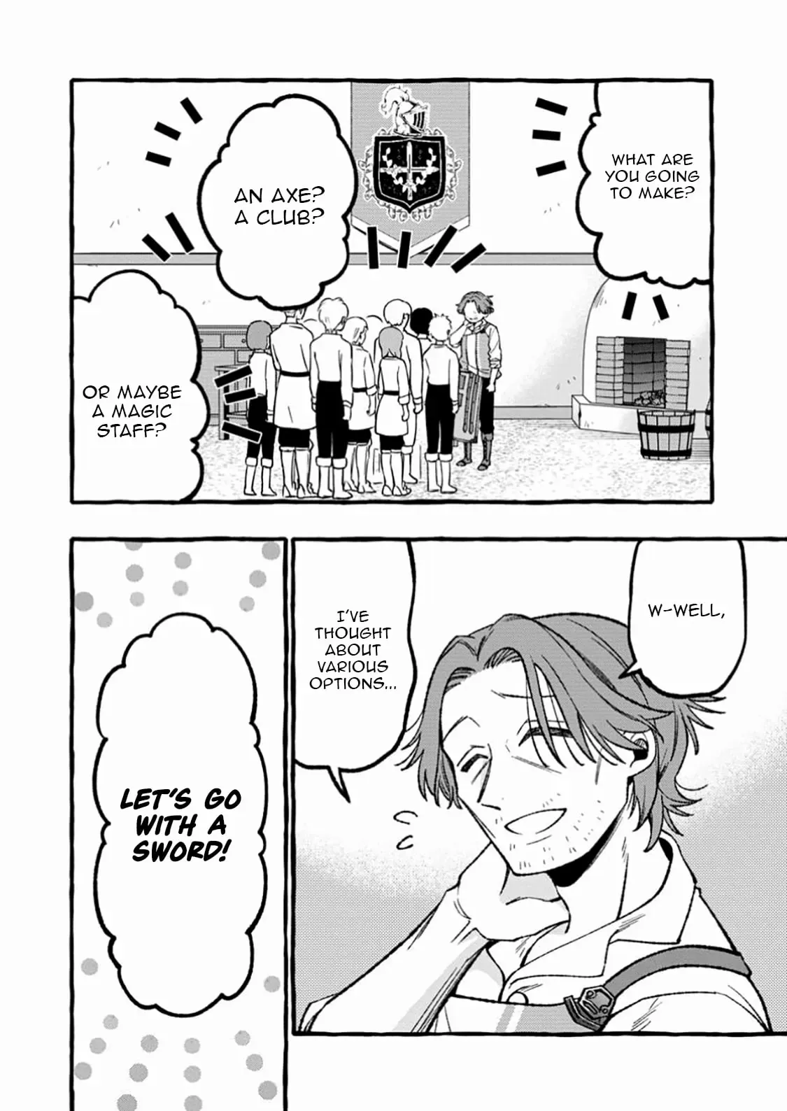 Tsuihou Sareta Ossan Kajishi, Nazeka Densetsu no Dai Meikou ni Naru: Mukashi Omocha no Buki o Tsukutteageta Kodomotachi ga Zenin Eiyuu ni Natteita Chapter 8.1 — Page 12